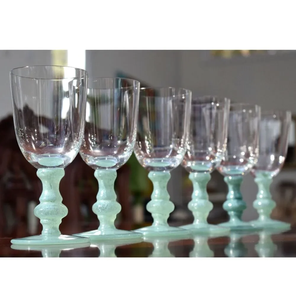 Set of 6 Villeroy & Boch Isabelle Green (Dark Jade) Claret Wine Glasses